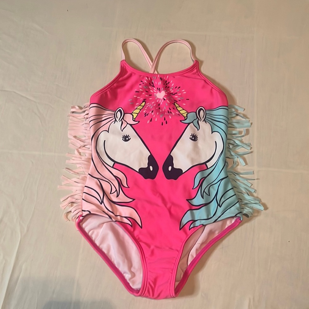 Girls one piece unicorn swimsuit size 7/8